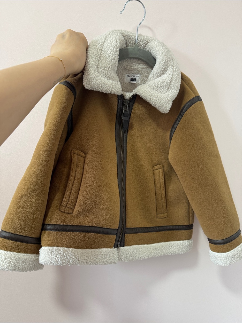 JW ANDERSON x Uniqlo Kids Brown Puffer Jacket with Cream Sherpa Collar